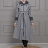 BELTED CACHET TOPCOAT WITH HOOD AND SLEEVE FUR DETAILS 1355 - gray