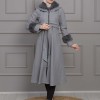 BELTED CACHET TOPCOAT WITH HOOD AND SLEEVE FUR DETAILS 1355 - gray