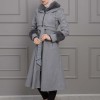 BELTED CACHET TOPCOAT WITH HOOD AND SLEEVE FUR DETAILS 1355 - gray