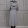 BELTED CACHET TOPCOAT WITH HOOD AND SLEEVE FUR DETAILS 1355 - gray