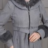 BELTED CACHET TOPCOAT WITH HOOD AND SLEEVE FUR DETAILS 1355 - gray