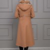 BELTED CACHET TOPCOAT WITH HOOD AND SLEEVE FUR DETAILS 1355 taba