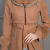 BELTED CACHET TOPCOAT WITH HOOD AND SLEEVE FUR DETAILS 1355 taba