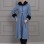 Luxuriöser Damen Trenchcoat aus Wolltuch mit Kaninchenfutter 1355 - Blau