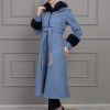 BELTED CACHET TOPCOAT WITH HOOD AND SLEEVE FUR DETAILS 1355 - blue