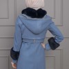 BELTED CACHET TOPCOAT WITH HOOD AND SLEEVE FUR DETAILS 1355 - blue