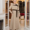 Cashmere Wool Coat with Fur Lining and Removable Hood - Code 1374 - Hellbraun
