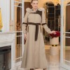 Cashmere Wool Coat with Fur Lining and Removable Hood - Code 1374 - Hellbraun
