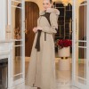 Cashmere Wool Coat with Fur Lining and Removable Hood - Code 1374 - Hellbraun