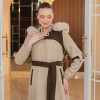 Cashmere Wool Coat with Fur Lining and Removable Hood - Code 1374 - Hellbraun