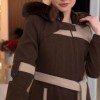 Cashmere Wool Coat with Fur Lining and Removable Hood - Code 1374 - Braun