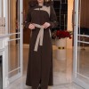Cashmere Wool Coat with Fur Lining and Removable Hood - Code 1374 - Braun