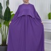 Lace up Sleeve Simple Hijab Dress 831 - purpul