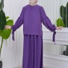 Lace up Sleeve Simple Hijab Dress 831 - purpul