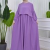 Lace up Sleeve Simple Hijab Dress 831 - lilac
