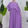 Lace up Sleeve Simple Hijab Dress 831 - lilac