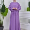 Lace up Sleeve Simple Hijab Dress 831 - lilac