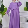 Lace up Sleeve Simple Hijab Dress 831 - lilac