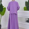 Lace up Sleeve Simple Hijab Dress 831 - lilac