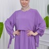 Lace up Sleeve Simple Hijab Dress 831 - lilac