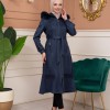 Shaomah Trench Coat with Removable Fur Hood - Code 1363 - deep blue