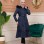 Premium Suede Trench Coat with Back Fur Lining 1363 - deep blue