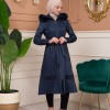 Shaomah Trench Coat with Removable Fur Hood - Code 1363 - deep blue