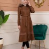 Shaomah Trench Coat with Removable Fur Hood - Code 1363 - brown