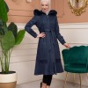Shaomah Trench Coat with Removable Fur Hood - Code 1363 - deep blue