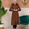 Shaomah Trench Coat with Removable Fur Hood - Code 1363 - brown