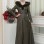 Women's Winter Long Leather Trenchcoat with Suede Details and Fur Collar 1348 - khaki