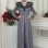 Women's Winter Long Leather Trenchcoat with Suede Details and Fur Collar 1348 - gray