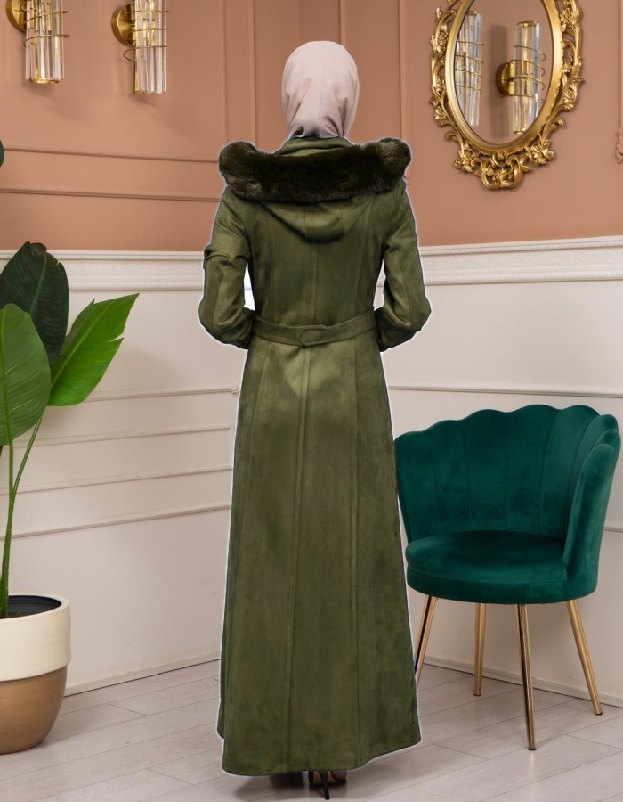 Shaomah Winter Coat with Fur Hood - Code 1361 - khaki
