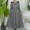 Damen Winter Leder Trenchcoat mit Fellfutter und Kapuze im Glocken-Schnitt 1344 - Grau