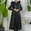 Damen Winter Leder Trenchcoat mit Fellfutter und Kapuze im Glocken-Schnitt 1344 - Schwarz