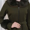 FURRY HOODED ZIPPERED OVERSIZED SUEDE TOPCOAT 1353 - khaki