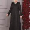 FURRY HOODED ZIPPERED OVERSIZED SUEDE TOPCOAT 1354 - black
