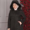 FURRY HOODED ZIPPERED OVERSIZED SUEDE TOPCOAT 1354 - black