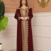 قفطان رش سكر مع كاب شيفون 4107 - خمري