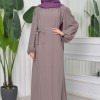 Simple & Long Hijab Dress 827 açık kahve
