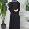 Simple & Long Hijab Dress 827 Siyah