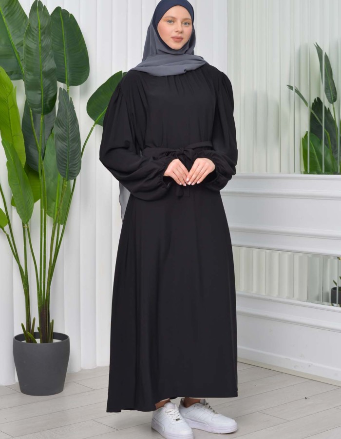 Simple & Long Hijab Dress 827 Siyah