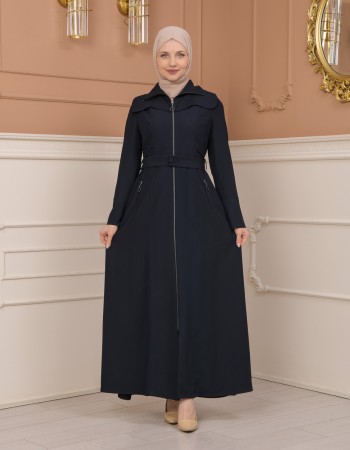 Clarita Fabric Seasonal Manto with Satin Lining (1224) - deep blue