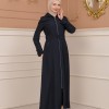 Belted Zippered Clarita Hooded Topcoat 1224 - deep blue