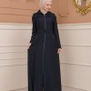 Belted Zippered Clarita Hooded Topcoat 1224 - deep blue