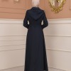 Belted Zippered Clarita Hooded Topcoat 1224 - deep blue