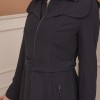 Belted Zippered Clarita Hooded Topcoat 1224 - Antrasıt
