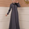 Belted Zippered Parachute Hooded Topcoat 1227 - Antrasıt