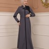 Belted Zippered Parachute Hooded Topcoat 1227 - Antrasıt