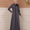Belted Zippered Parachute Hooded Topcoat 1227 - Antrasıt